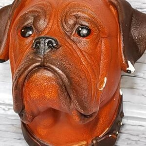 Vintage 1968 Bossons Boxer Head, Bossons Dog Head Chalkware Wall Plaque, Decor